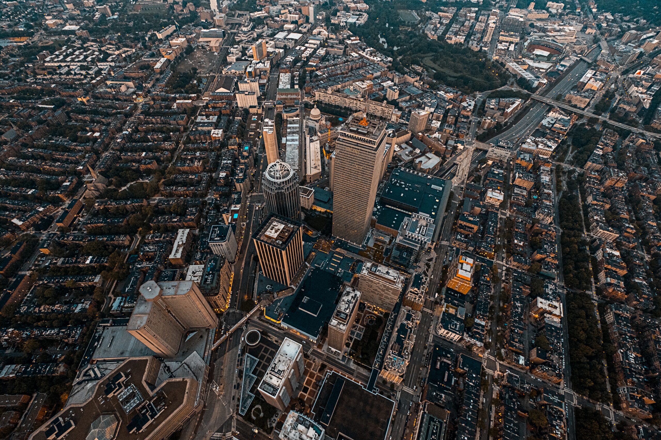 Beautiful overhead cityscape shot with a drone